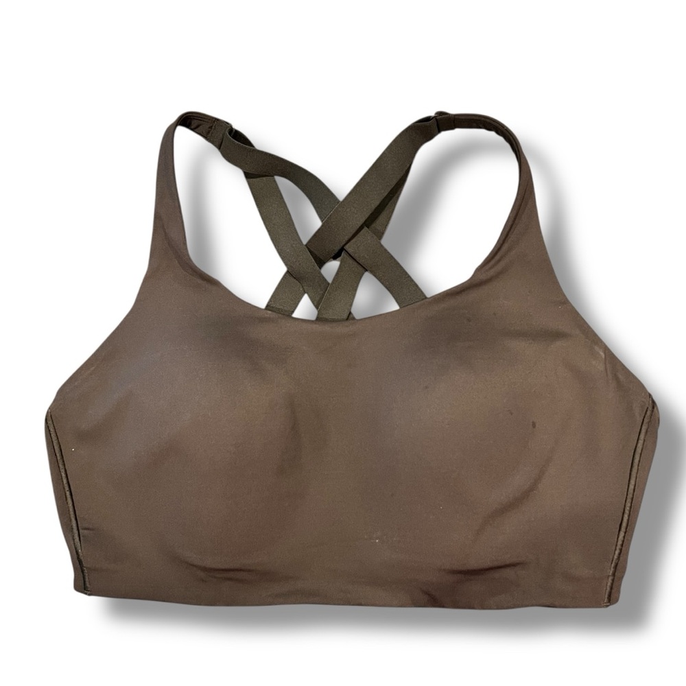 Lululemon Energy Bra Size 38D Cup Olive Green Gym Workout Running Exercise Lift